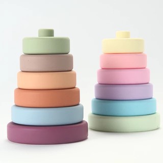 6 Layer Silicone Stacking Building Blocks - Round, Star and Heart Designs (1)