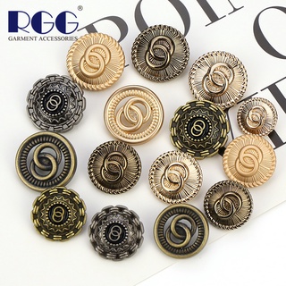 Metal Buttons Chanel's Style Retro Coat Button Gold Double