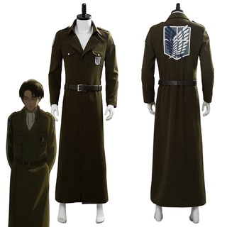 In Stock Anime Attack on Titan Cosplay Levi Costume Scouting Legion Soldier Coat Trench Jacket Adult Halloween Carnival Suit