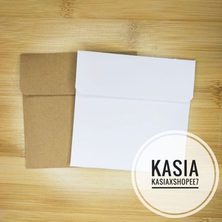 [KASIA] 3.75"x3.75" Square White 200GSM & Kraft 115GSM Stationary Kraft/Paper Board Envelope Card