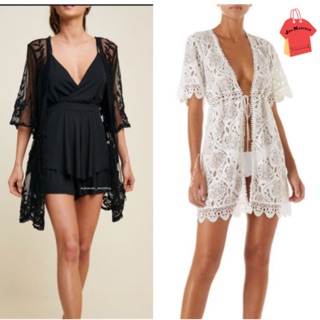 Lace KIMONO with tie ABOVE KNEE LENGTH lace CARDIGAN LACEY NET cover up@Joymarcelo (1)