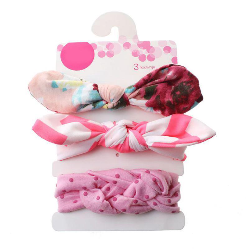 3Pcs/set Knot Rabbit Girls Floral Bow Hairband Accessories (4)