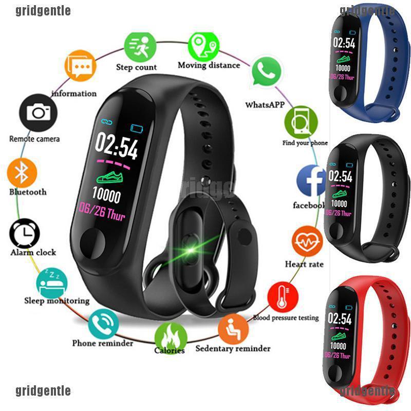 Smart Band Watch Bracelet Wristband Fitness Tracker Blood Pressure HeartRate M3 【Watch】 Dk8r