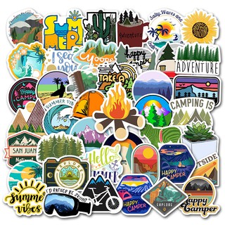 50 outdoor wild summer travel stickers suitcase trolley car skateboard fresh adventure stickers waterproof