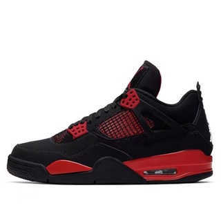 NIke Air Jordan 4 Retro "Red Thunder" black and red men's and women's sports basketball shoes actual