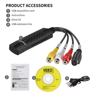 ☃DVR TV DVR VHS USB 2.0 Easycap Capture 4 Channel Video Adapter Cable