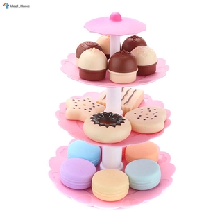 17pcs/Set Cake Tower Mini Cookie Food Set Plastic Kitchen Toys Kids Pretend Play Birthday Gift