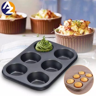 ★AZ★ 6 holes Non-stick Carbon Steel cup cake molder Egg Tart Mold Cake Cupcake Molder baking tools