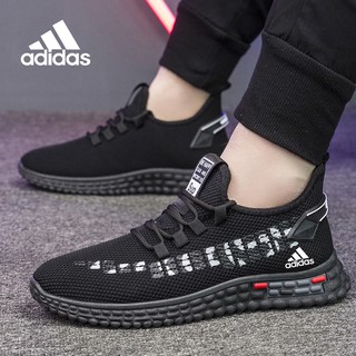 New Adidas Lace-up Sneakers Men's Lightweight Large Size Breathable Mesh Shoes Casual Shoes Fashion Youth Soft Sole Jogging Shoes Running Shoes Khaki 39-44