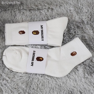Tide Socks sports sockssocks☋▫Japanese tide socks bape ape head socks cotton middle tube black and w
