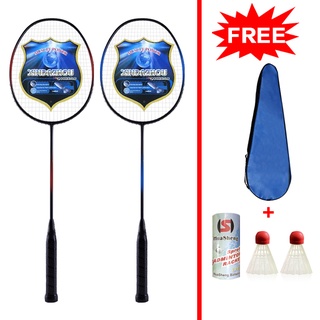 Badminton racket set 2pcs double racket with free shuttlecock for student beginners fitness