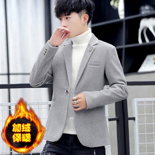 Plus Velvet Thick Suit Men's Winter Solid Color Jacket