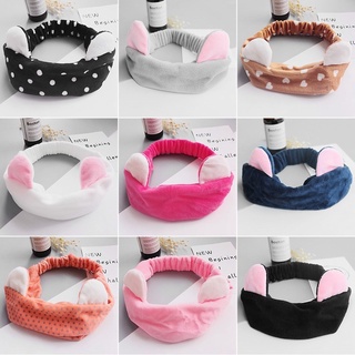Korean face wash headband cat ears cute simple hair band (1)