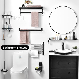 Bathroom Shelf Bathroom Rack Bathroom Corner Shelf Black Towel Rack Towel Holder Aluminum Bathroom O