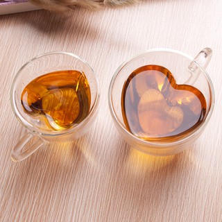 Heart Love Shaped Double Wall Glass Mug Resistant Tea Milk Cup Drinkware Lover Coffee Cups Mug Gift (1)