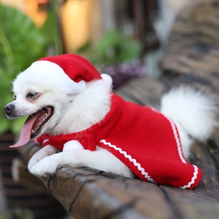 Christmas Pet Clothes Costumes Cloak with Santa Claus Hat for Dog Cat Decoration (2)