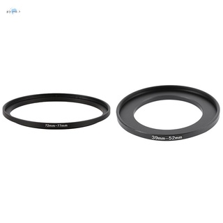 2 Pcs Camera Lens Step Up Filter Black Metal Adapter Ring, 72mm-77mm & 39mm-52mm