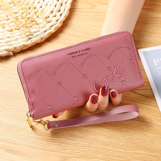 Long Wallet for Women Coin Purse Love PU Embroidery Thread Ladies Hand Wallet Coin Compartment Multi-card Fashion Card Holder Wallet Mobile Phone Bag Coin Purse