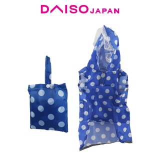 Daiso Large Foldable Blue and White Polka Dot Pet Raincoat