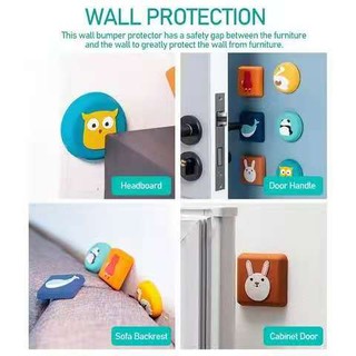 Cartoon Door Stopper Silicone Self Adhesive Wall Protectors Door Handle Bumpers Buffer Guard Stopper