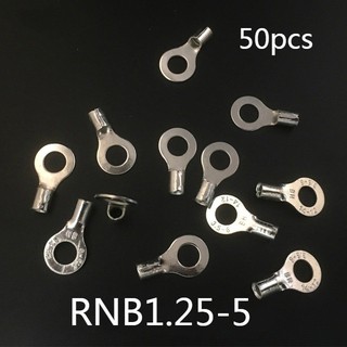 50PCS RNB1.25-5 Non-insulated Ring Terminal Electrical Wire Crimp Naked Connector AWG 22-16