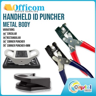 Ready Stock/❅Officom ID Puncher Handheld Metal Body Circular / Rectangular / Corner Puncher / Corner