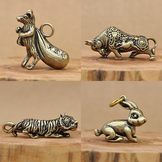 Brass chinese zodiac3D key pendant key chain accessory Rat ox tiger rabbit dragon snake horse sheep monkey rooster dog pig car heychain nacklace pendant