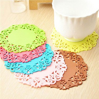 Lace Hollow Silicone Heat Insulation Coasters Mat Resistant Pad Non-Slip Cup