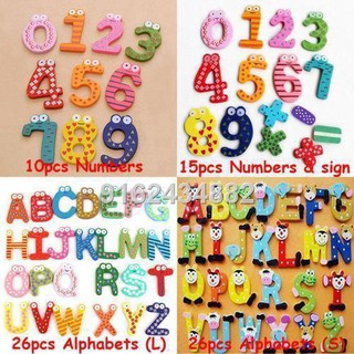 Colourful Wooden Numbers Alphabet Letters Fridge Magnet Magnetic Funky Fun Toy