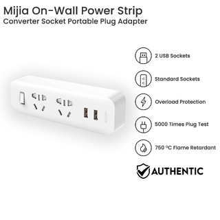 Mijia On Wall Power Strip Converter Socket Portable Plug Adapter with 2 USB Port