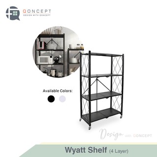 Qoncept Furniture Wyatt 4 Layer Folding Shelf / Collapsible Rack - Foldable Kitchen Shelves