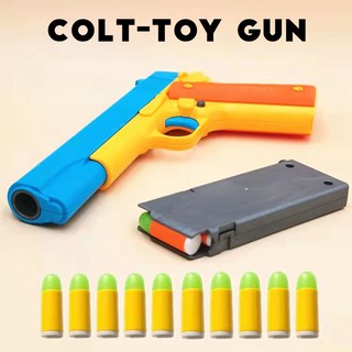 【Ready Stock】Blaster Cool Toy Gun with 10 Soft Bullets, Ejecting Magazine, Slide Action Toy Nerf Bla