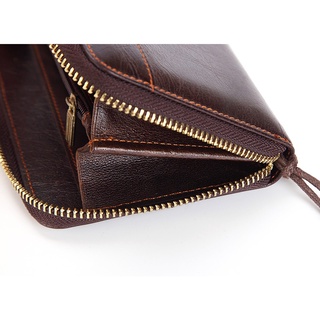 Men Long Wallet Casual Genuine Leather Clutch Purse Male Zipper Long Card Holder Bag Wallet (8)