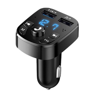 Version 5.0 Bluetooth FM Transmitter Car Player Quick Car Charger Kit with QC3.0 Dual USB Voltmeter and AUX in / on DC 12V / 24V