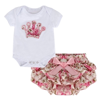 COD Ready Stock Infant Newborn Toddler Baby Girls Jumpsuit Clothes Romper Bodysuit+Pants Set 2pcs
