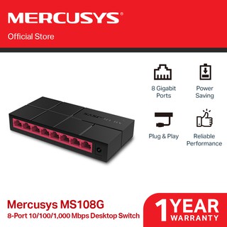 Mercusys MS108G 8-Port 10/100/1,000 Mbps Desktop Switch Gigabit Ports Network Switch Hub