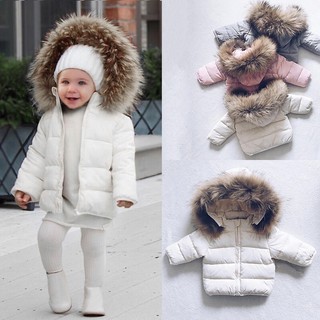 Kids Baby Toddler Boy Girl Warm Faux Fur Hooded Winter Jacket Coat Outerwear (1)