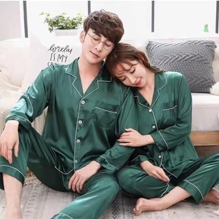 Couple Pajamas Pajamas ice silk thin long-sleeved loose fashion home service suit Comfortable /Couple Pajamas/