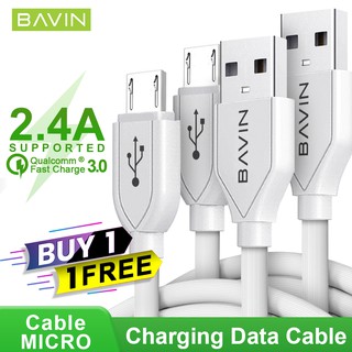 BAVIN 2.4A Fast Charging Cable Data USB Cable Soft & Flexible Cable For Android Micro(Buy 1 Get 1) (1)