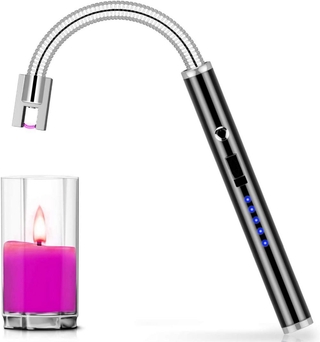 Candle Lighter Rechargeable Electric Arc Lighter with 360° Flexible LED Display Windproof Lighter