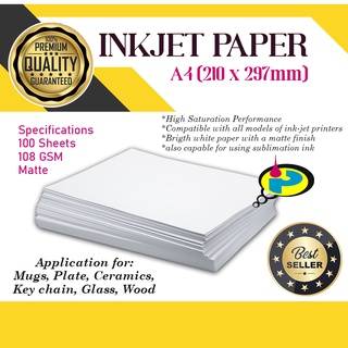 108gsm Inkjet Matte Paper for flyers / photo insert paper / button pins paper (100 sheets)