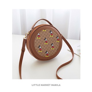 0017 korean style high fashion synthetic leather sling hand bag gd inspired printed round bag (3)