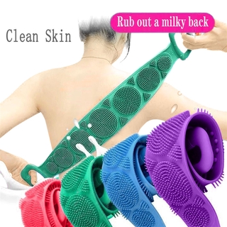 Silicone Back Scrubber Soft Loofah Bath Towel Bath Belt Body Exfoliating Massage Shower Cleaning Bathroom Shower Strap