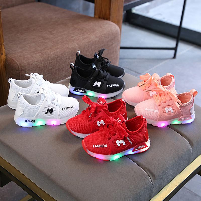 COD Size 21-30 Kids LED Light Up Shoes Korean Style Sneakers