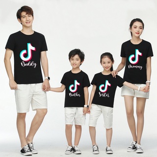 TIKTOK Family Fashion T-shirt Mom and Dad Sister Brother BLACK Summer Family Top Short Sleeve Casual Tee