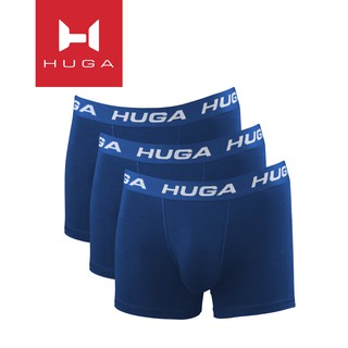 Huga Underwears 3 in 1 Mens Cotton Spandex Boxer Briefs Set for Men Brief (Navy Blue)