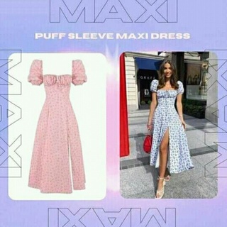 puff sleeve maxi dress