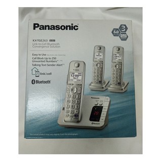 PANASONIC KX-TGE263 Link2Cell Expandable Cordless Phone with Amplified Volume- 3 Handsets