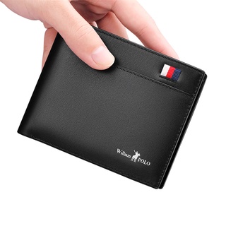 Wallet card caseWilliamPolo short Wallet mens slim Credit Card Holder Genuine Leather mini Multi Car