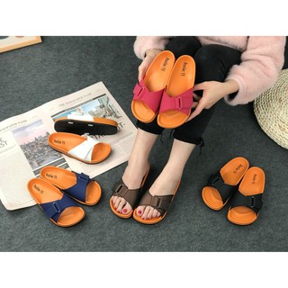 【Luckiss】 Korean women shoes fashion flat sandals (add one size)